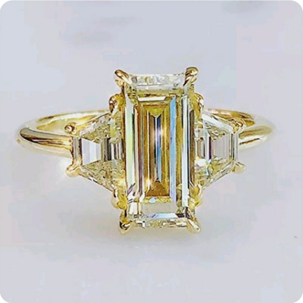 FINAL SALE  18k Gold Plated Emerald White Sapphire Simulated Diamond Ring